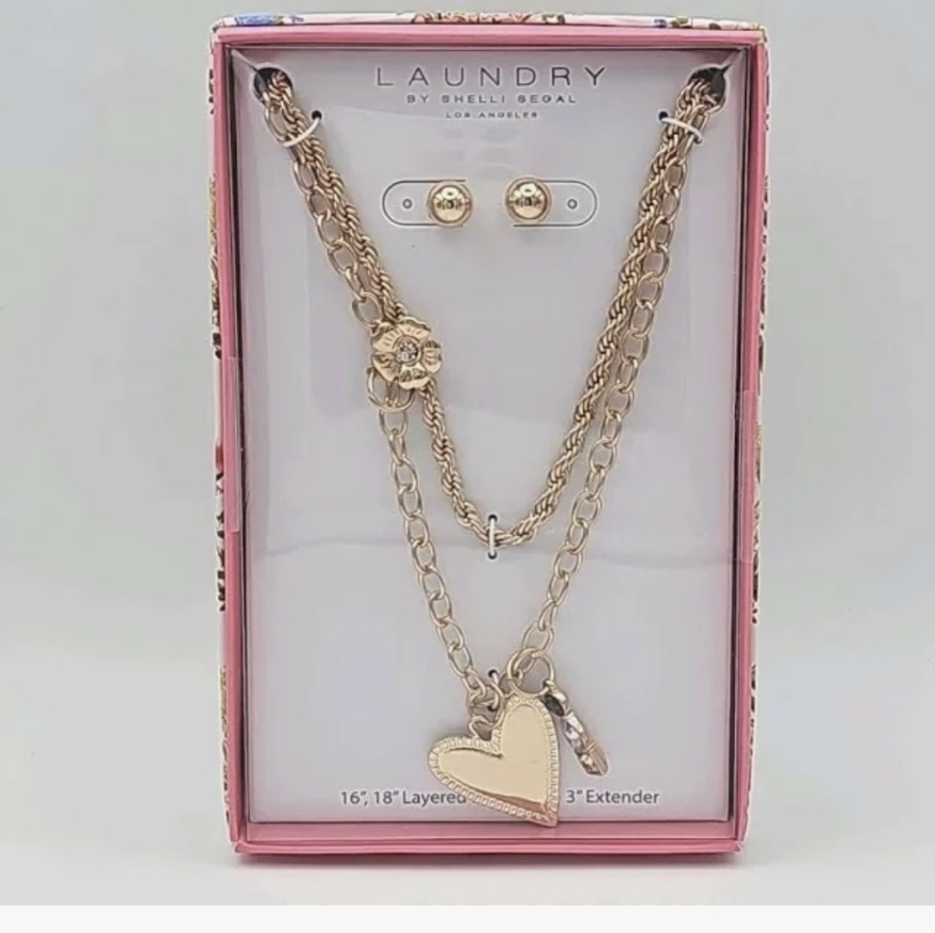 Laundry By Shelli Segal Gold Layered Heart Necklace Set